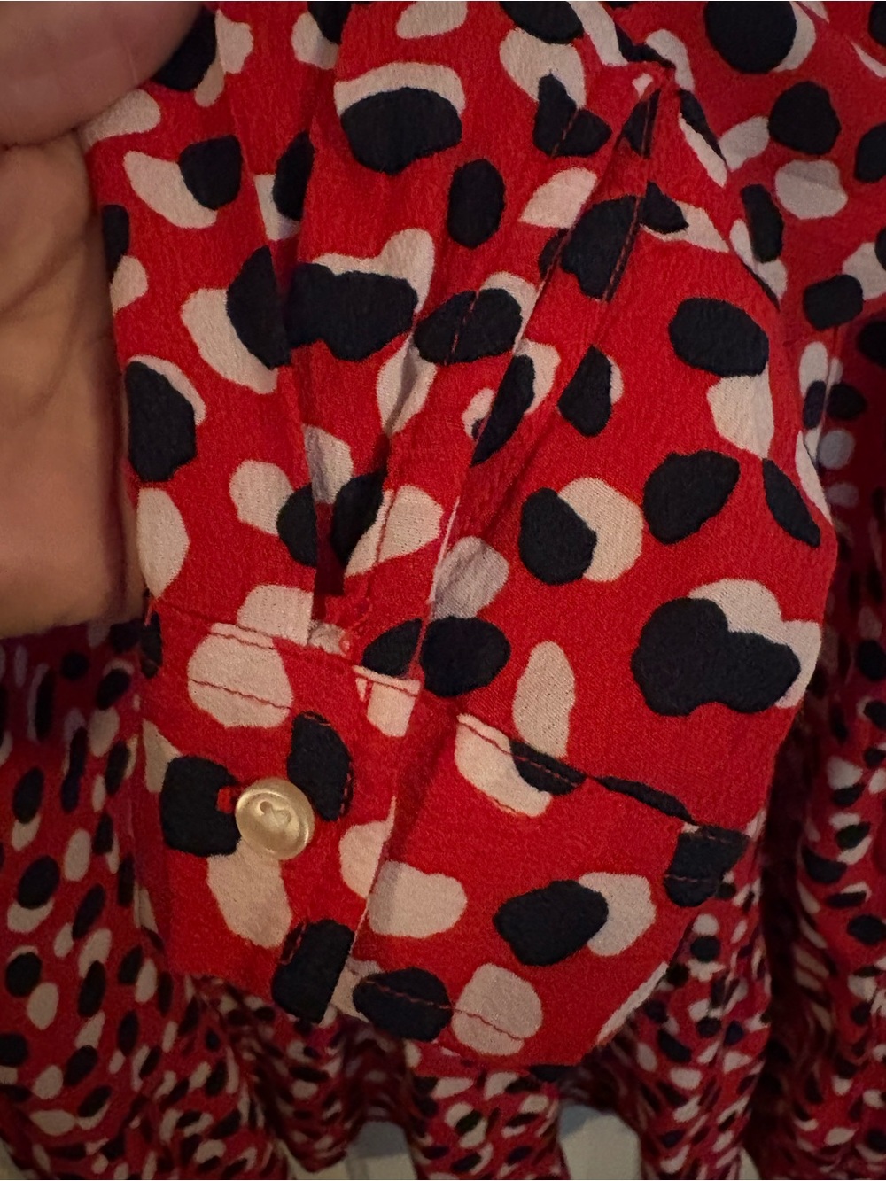 Free Assembly Red Abstract Spot Ruffle-Hem Tunic XS - Picture 11 of 14